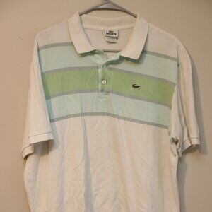 Lacoste White/Lime Green Polo Mens, Size 7
